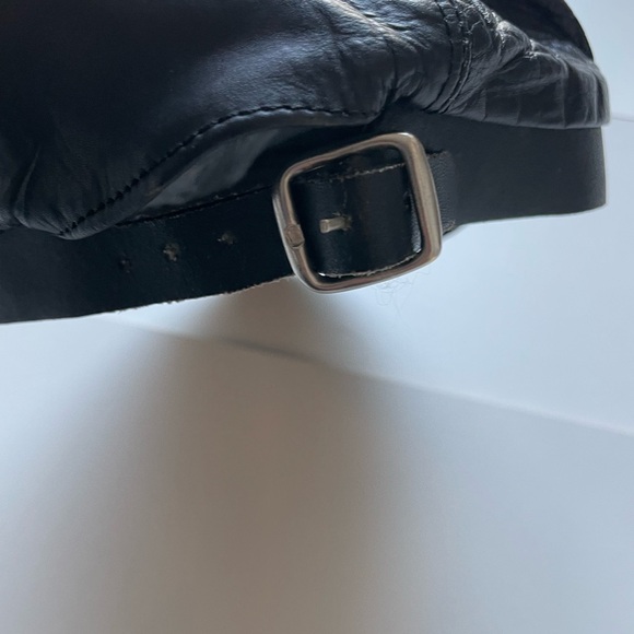 Black Leather Chain-Trimmed Cap main image 6